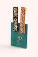 Powder Embroidered Hair Bars - Navy & Tangerine Leaves
