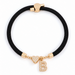 Black A-Z Initial Charm Heart Adjustable Cord Bracelet