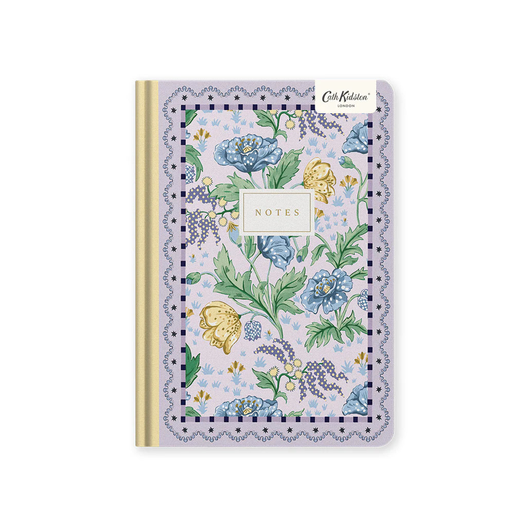 Floral notebook with a checkered border on a white background