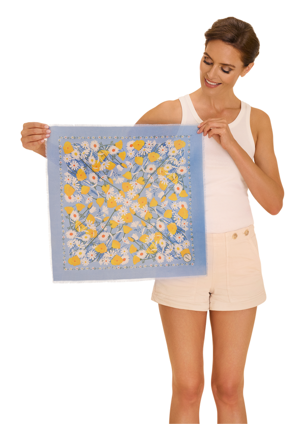 Powder Cotton Bandana - Marvelous Meadow - Powder Blue