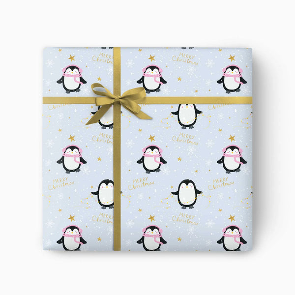 Whistlefish Penguins Christmas Wrapping Paper