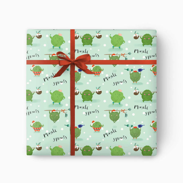 Whistlefish Muscle Sprouts Christmas Wrapping Paper