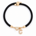 Black A-Z Initial Charm Heart Adjustable Cord Bracelet