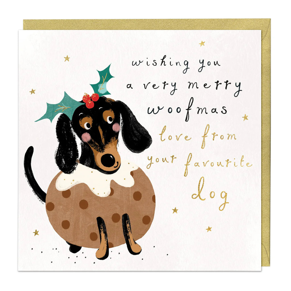 Whistlefish Dachshund Merry Woofmas Christmas Card