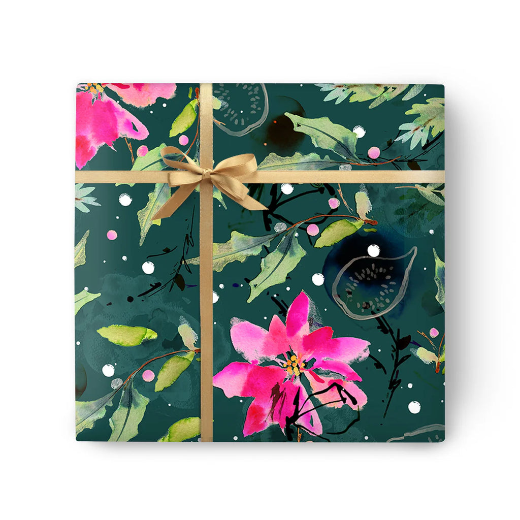 Whistlefish Vibrant Floral Christmas Wrapping Paper