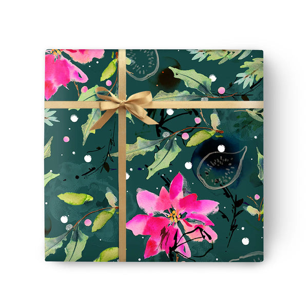 Whistlefish Vibrant Floral Christmas Wrapping Paper