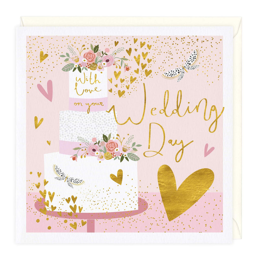 Whistlefish Rose Cake Wedding Card