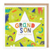 Colorful birthday card for a grandson with geometric shapes and a star-shaped text area.