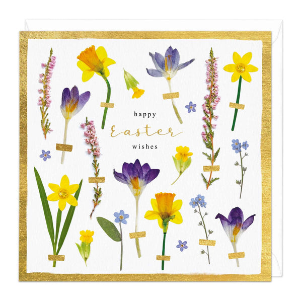Whistlefish Happy Easter Wishes Pressed Flower Card