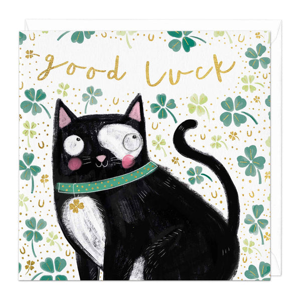 Whistlefish Good Luck Cat Card