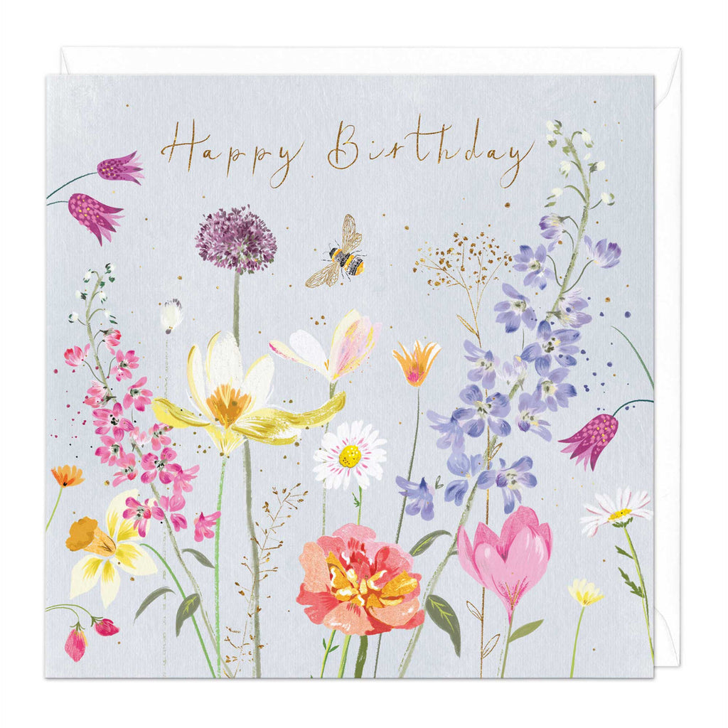 Whistlefish Bee and Snakeshead Fritillaria Floral Birthday Card