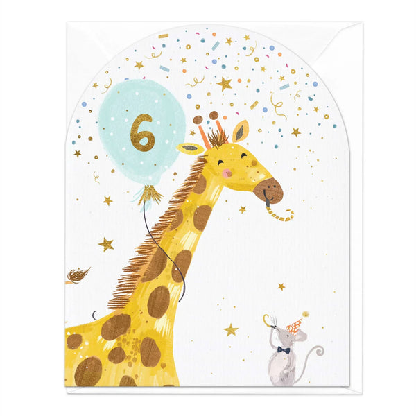 Whistlefish 6 Today Giraffe Birthday Card