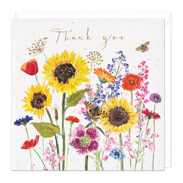 Whistlefish Sunflowers Thank You Card