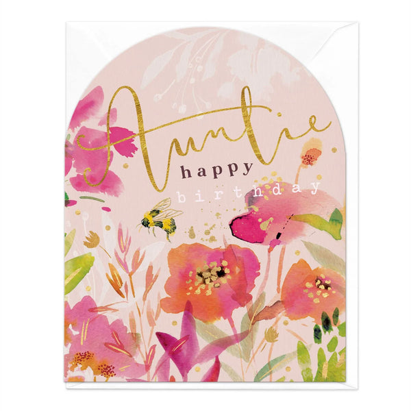 Whistlefish Pink Poppies Auntie Birthday Card
