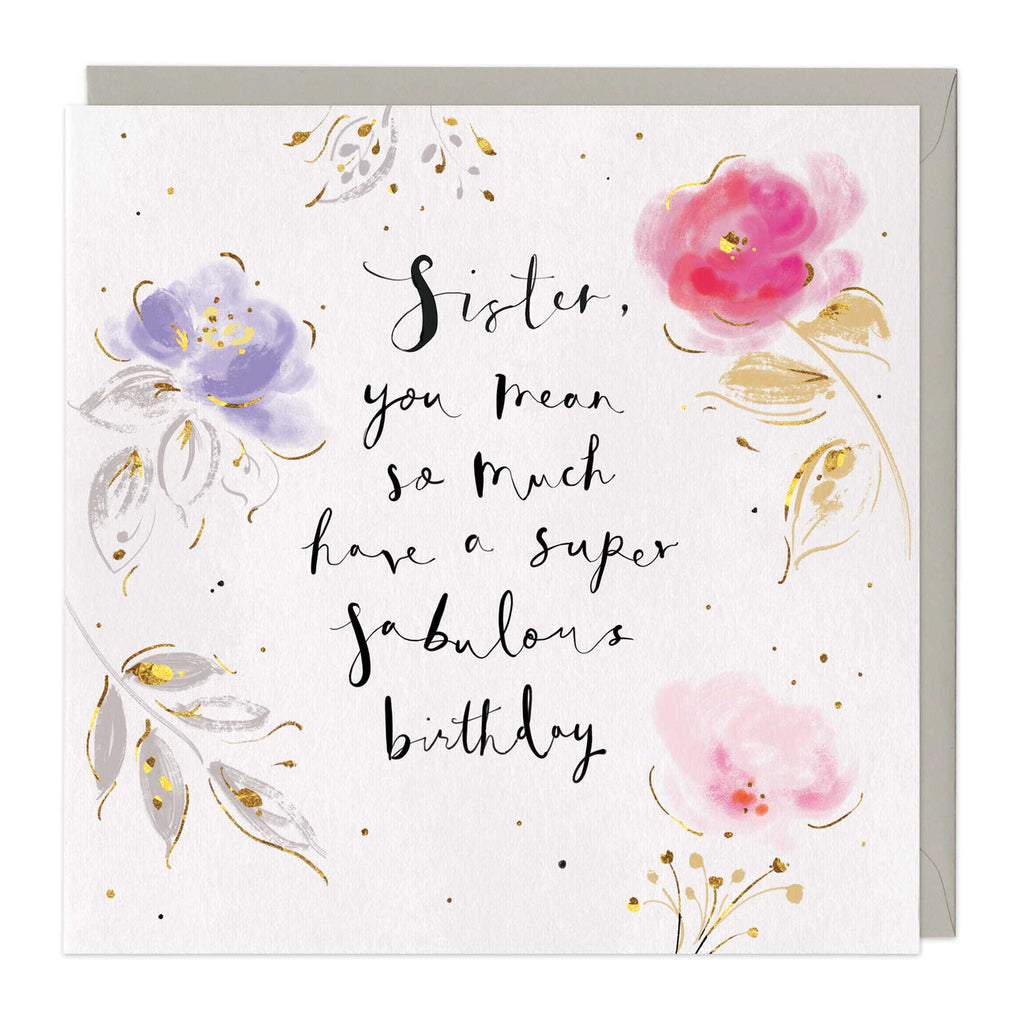 Whistlefish Sister Floral Birthday Card