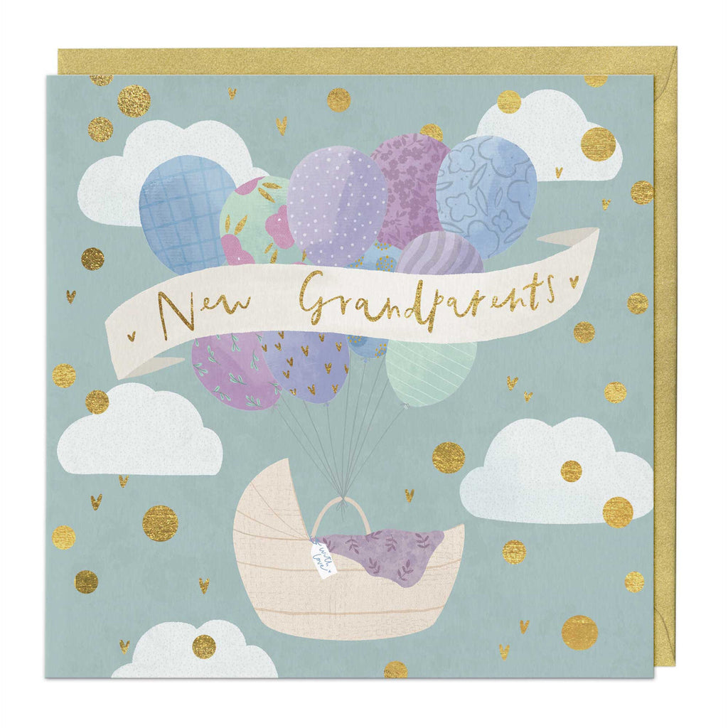 Whistlefish New Grandparents Balloons and Basket Card