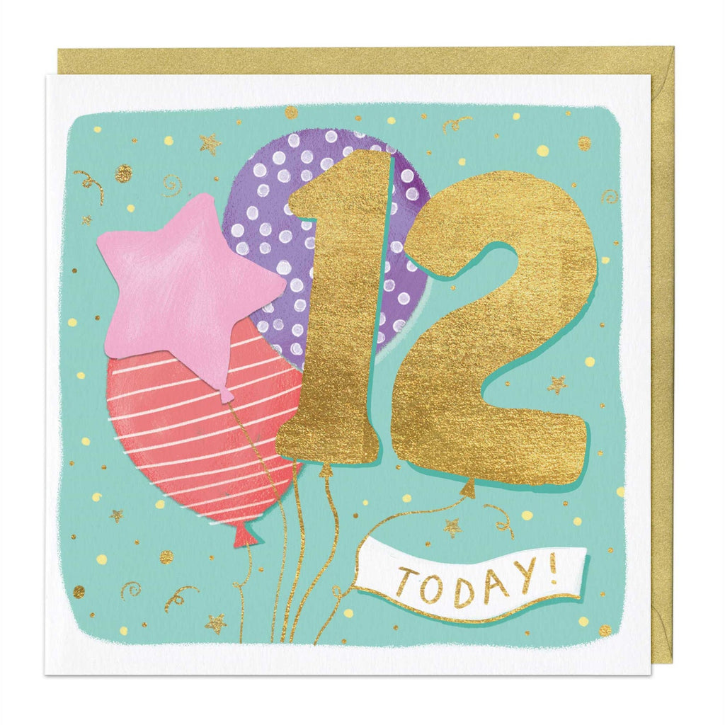 Whistlefish 12th Balloon Birthday Card