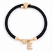 Black A-Z Initial Charm Heart Adjustable Cord Bracelet