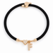 Black A-Z Initial Charm Heart Adjustable Cord Bracelet