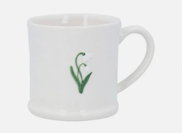 Gisela Graham Stoneware Mini Mug - Snowdrops