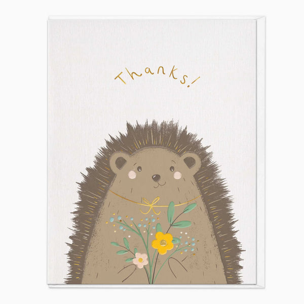Whistlefish Thoughtful Hedgehog Thank You Card