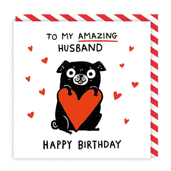 Ohh Deer Amazing Husband Pug Love Heart Greeting Card