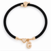 Black A-Z Initial Charm Heart Adjustable Cord Bracelet