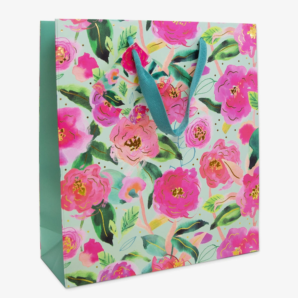 Whistlefish Aqua Camellia Large Gift Bag