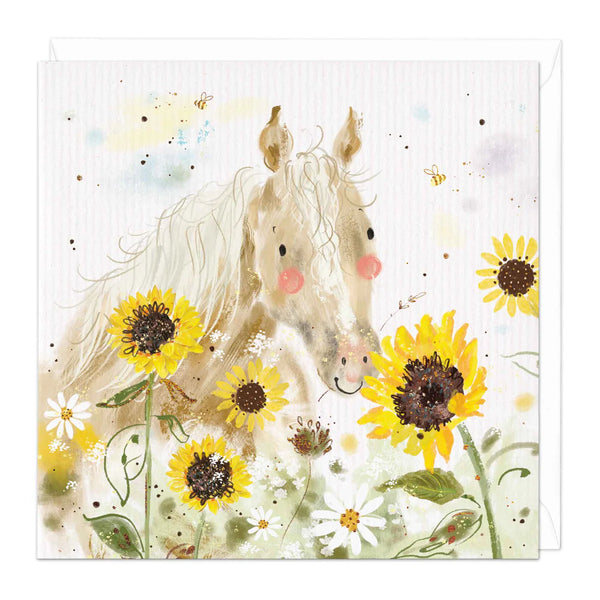 Whistlefish Horse & Sunflowers Art Card