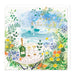 Greeting card with 'Happy Retirement' text, champagne bottle, and flowers on a white background