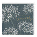 Greeting card with floral design and 'with deepest sympathy' text on a dark blue background