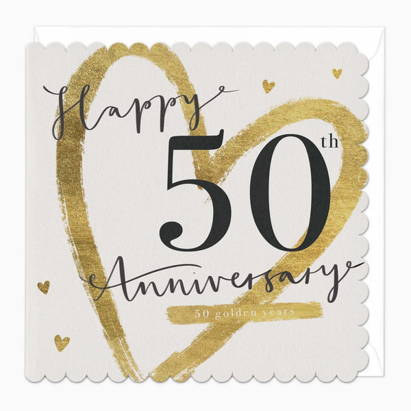 Whistlefish Golden 50th Anniversary Scalloped Card