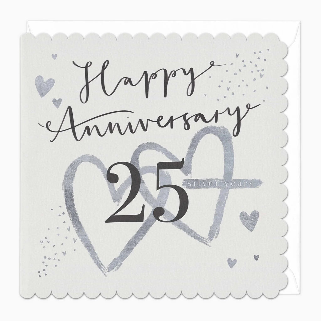 Whistlefish Silver 25th Anniversary Scalloped Card