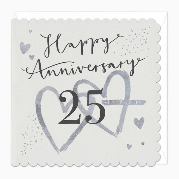 Whistlefish Silver 25th Anniversary Scalloped Card