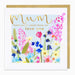 Greeting card with floral design and text 'Mum, thank you for simply being you. Love you' on a light blue background.