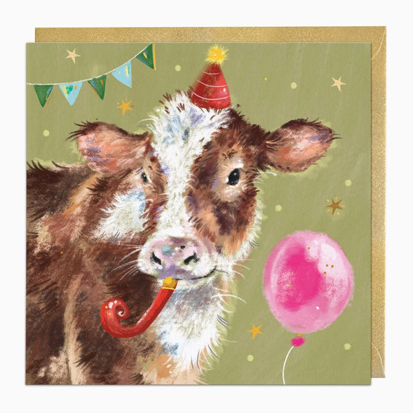 Whistlefish Party Cow Birthday Card