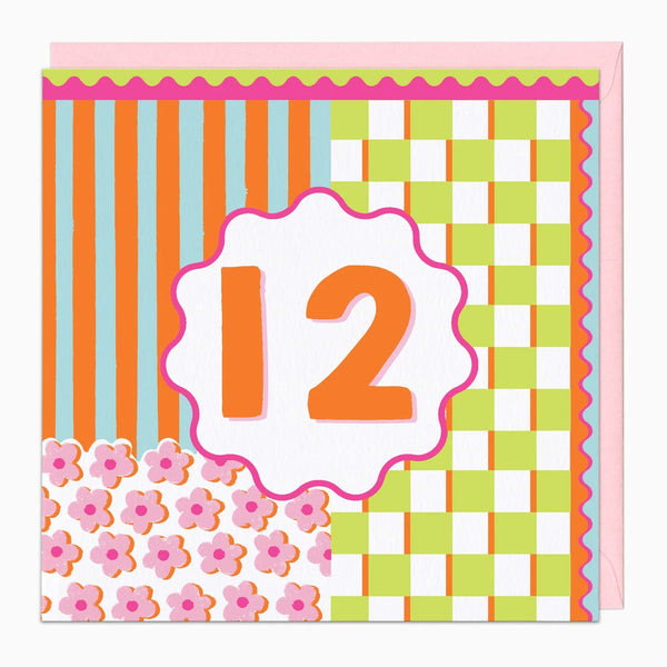 Whistlefish Fluro Flowers 12 Birthday Card