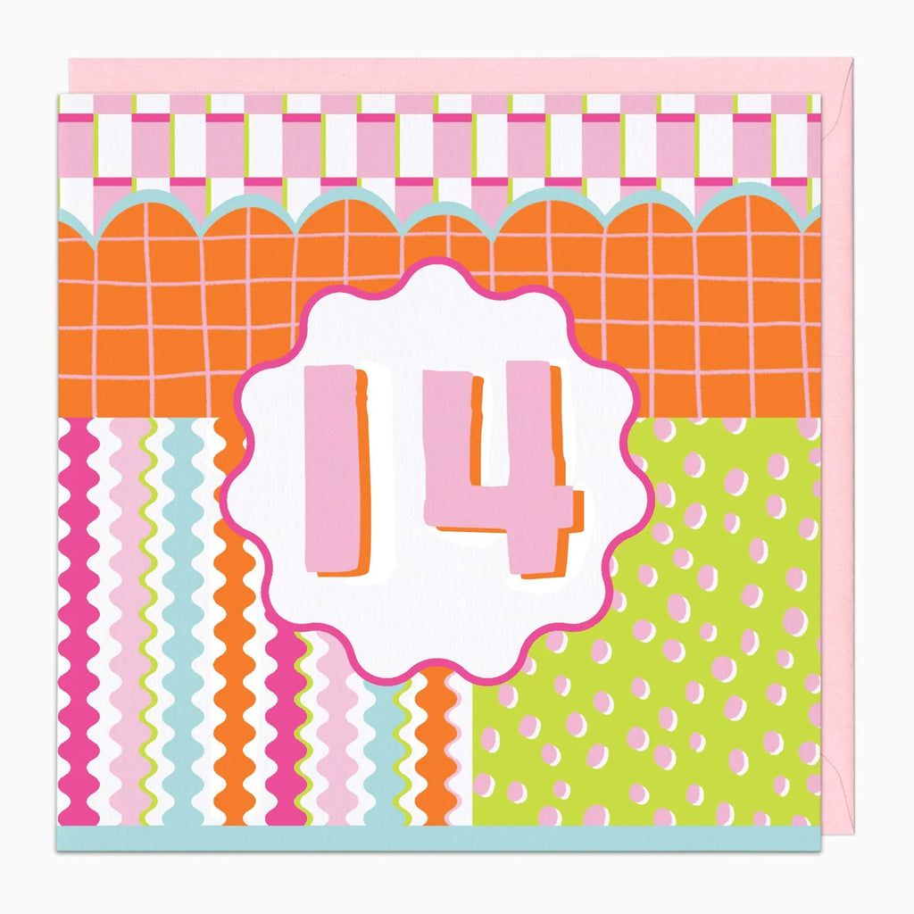 Whistlefish Fluro Wiggles Pink 14 Birthday Card