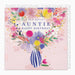 Birthday card for a special auntie with flowers and a vase on a pink background