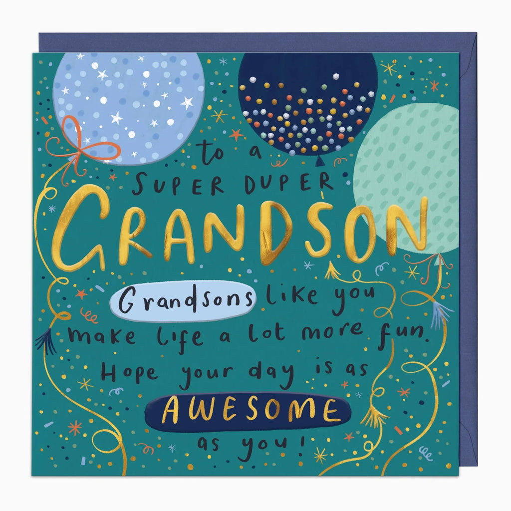 Whistlefish Blue Balloons Grandson Birthday Card