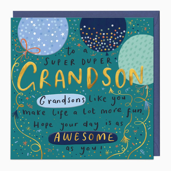 Whistlefish Blue Balloons Grandson Birthday Card