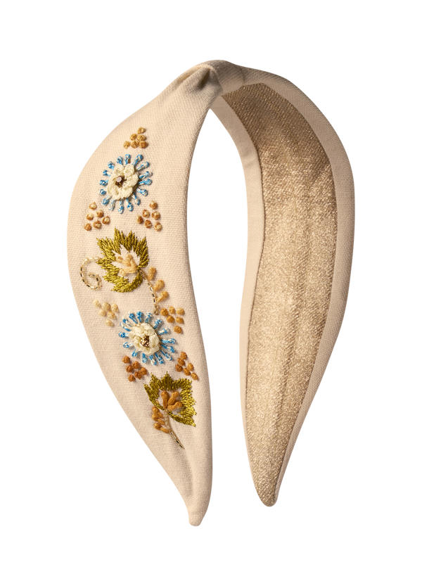 Powder Embroidered Headband - Perfect Posie - Coconut