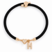 Black A-Z Initial Charm Heart Adjustable Cord Bracelet