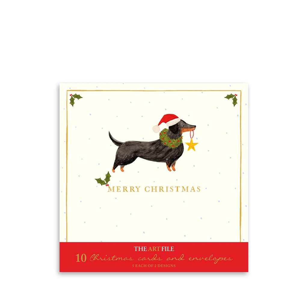 The Art File Santa Paws Dogs - Pack of 10 Christmas Cardsg