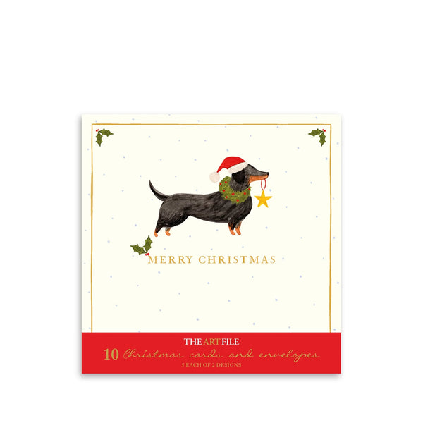 The Art File Santa Paws Dogs - Pack of 10 Christmas Cardsg