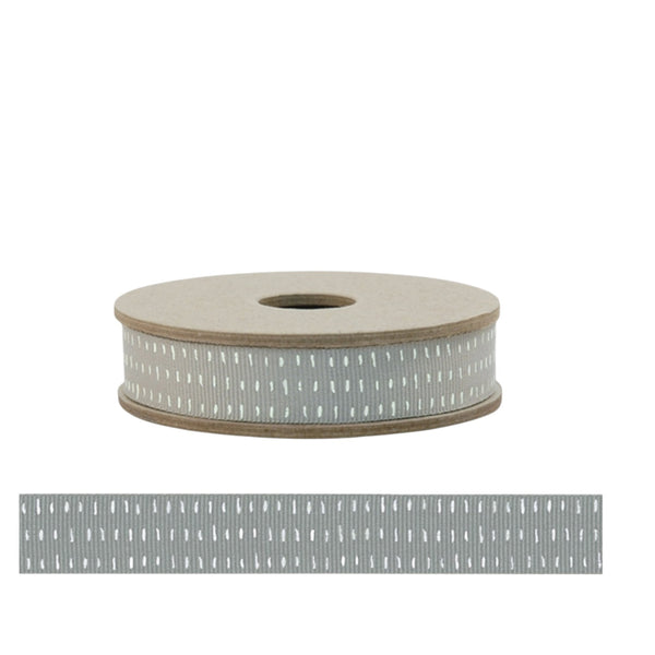 East of India Geometric Ribbon - Dashes/Grey