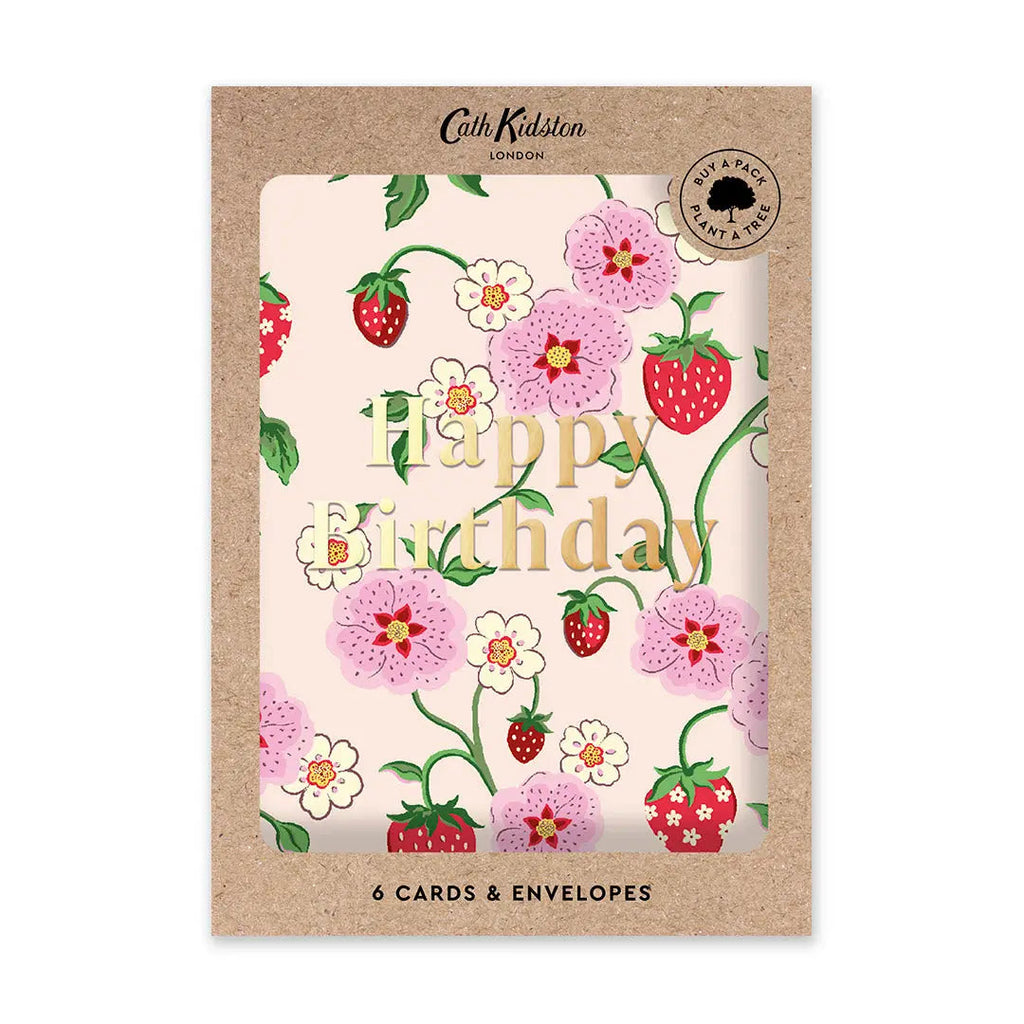 Ohh Deer Cath Kidston Wild Strawberry Cream Happy Birthday Card Set