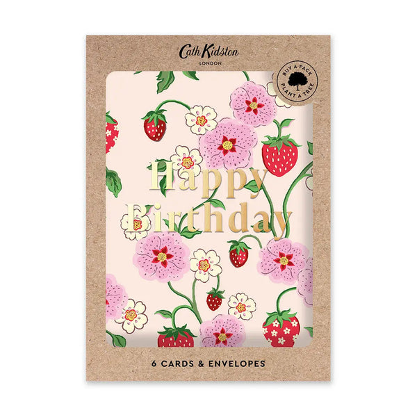 Ohh Deer Cath Kidston Wild Strawberry Cream Happy Birthday Card Set