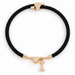 Black A-Z Initial Charm Heart Adjustable Cord Bracelet