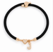 Black A-Z Initial Charm Heart Adjustable Cord Bracelet